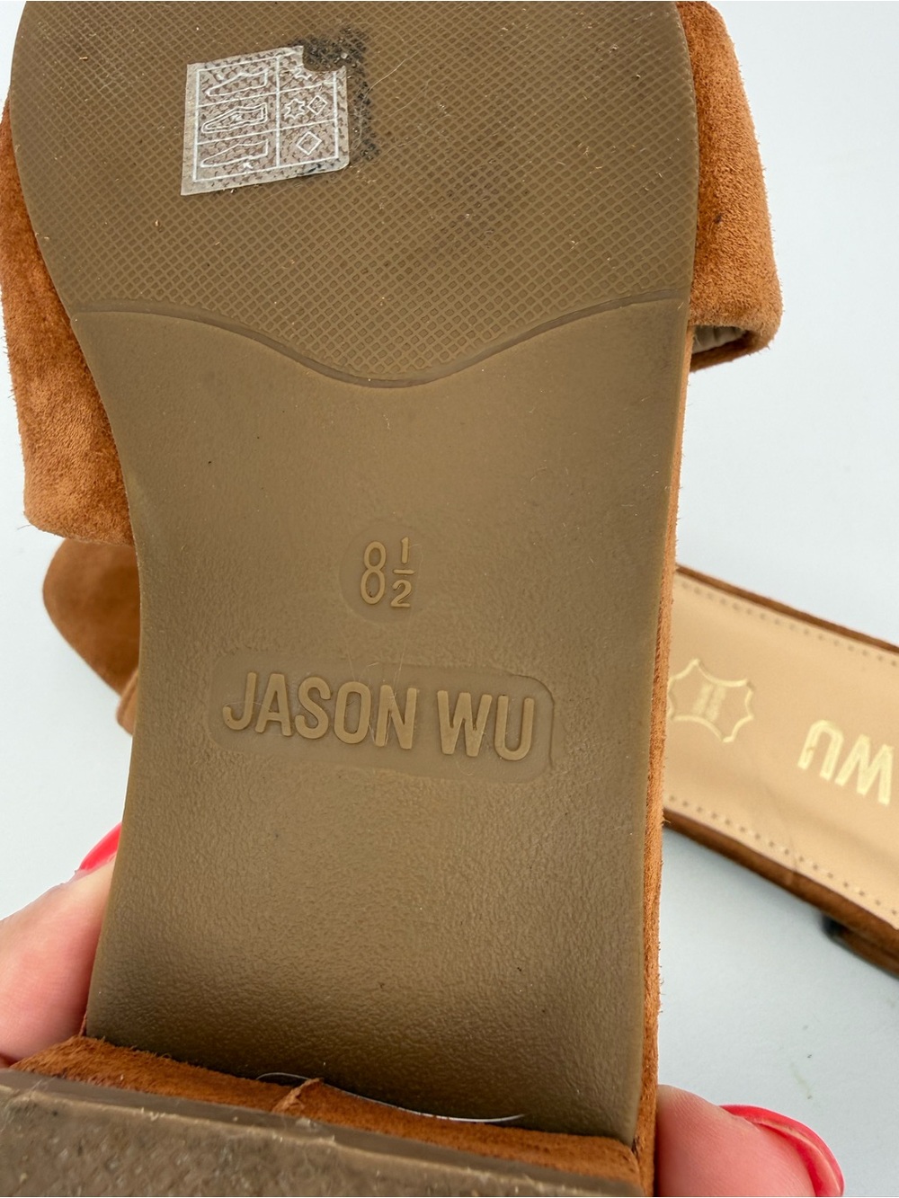 Jason Wu Brown Suede Leather Square Toe Slip on Slides Mules Sandal Luxury 8.5 - Picture 13 of 16